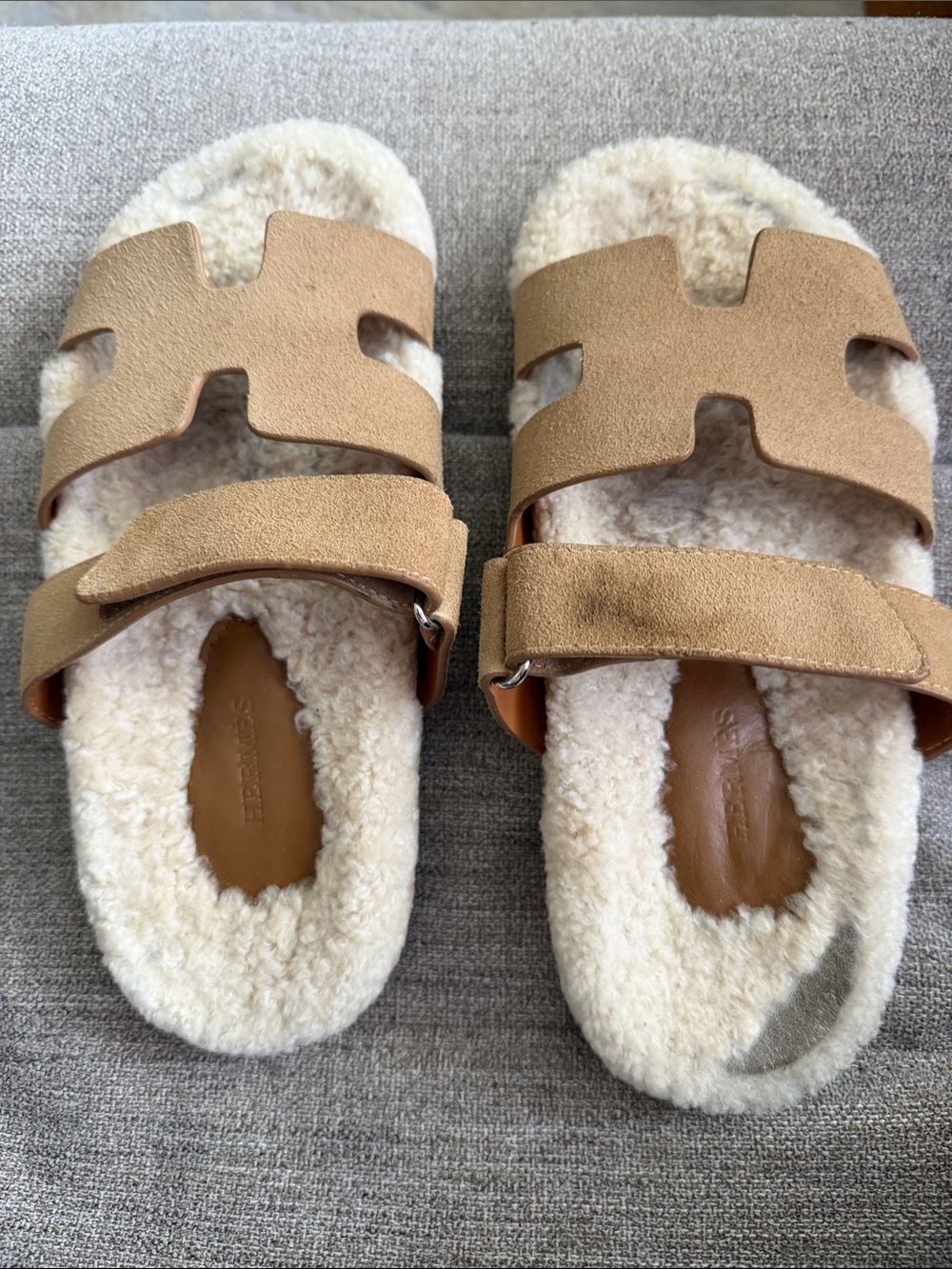 Hermès Oran Shearling Sandals – Beige – Made in Italy